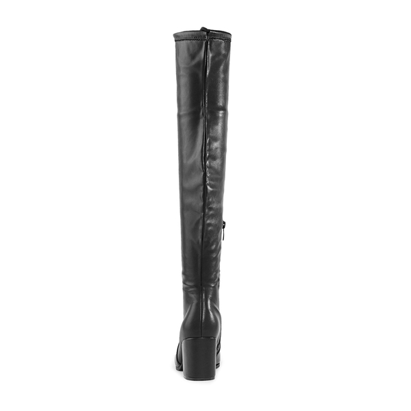 Over the knee Block Heel Boots - BLACK PU - 4